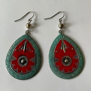 Boho turquoise and maroon earrings
